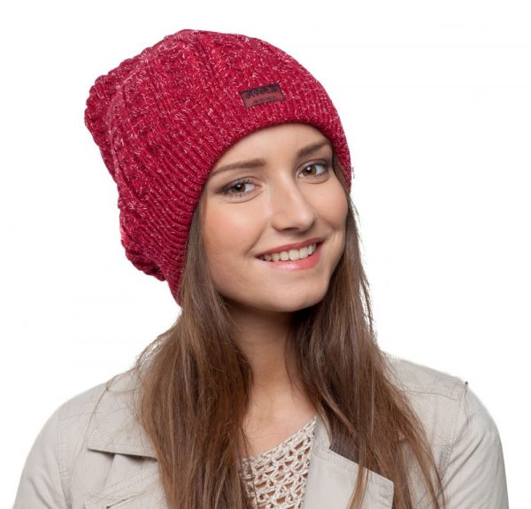 bonnet bordeaux paillettes femme