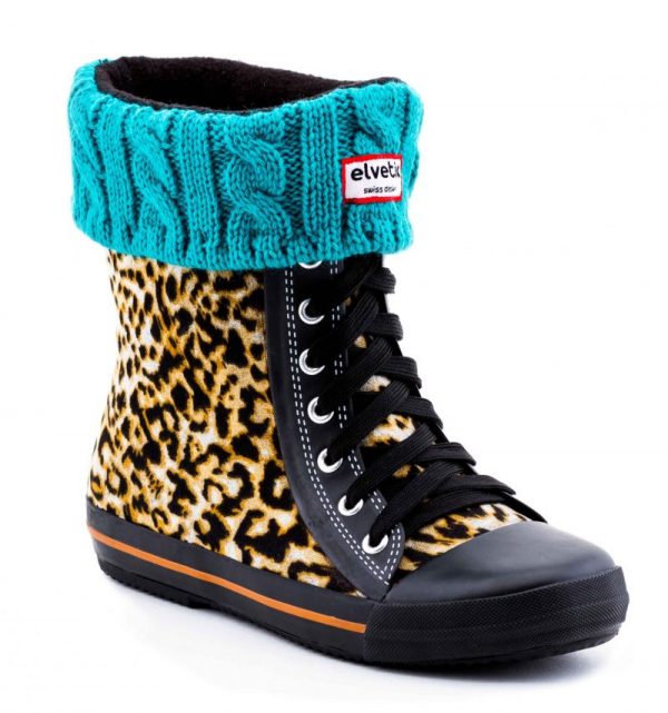 LEOPARD elvetik gummistiefel mit polarsocken türkis