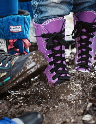 elvetik bottes en caoutchouc dans la boue