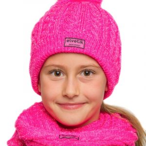 Bonnet & écharpe rose paillettes - elvetik - pour filles