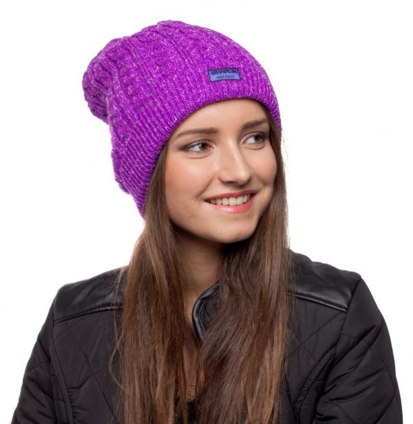 bonnet violet paillettes femme