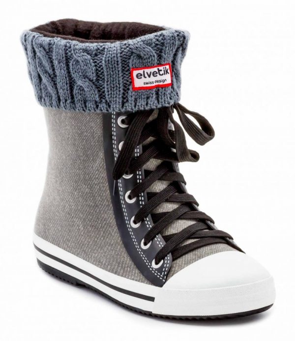 Denim elvetik gummistiefel mit polarsocken grau