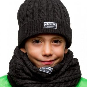 Bonnet & écharpe noir - elvetik - pour garçons