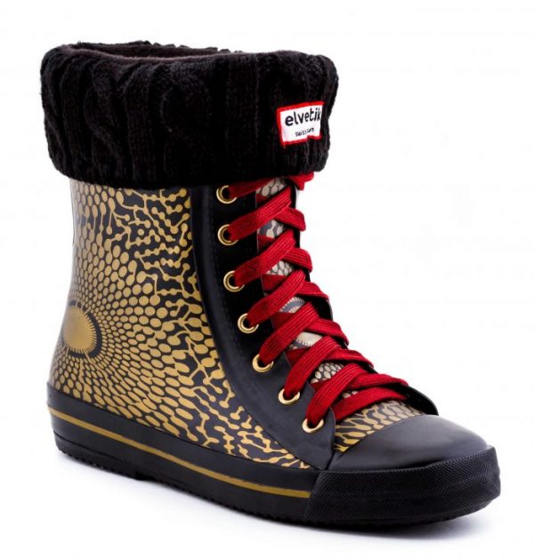 BLACK & GOLD elvetik gummistiefel mit polarsocken schwarz