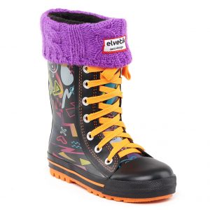 elvetik botte de pluie enfant avec chaussettes polaire violette