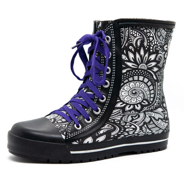 Bottes de pluie elvetik Flower avec lacet violet