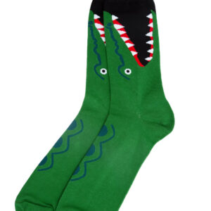 Ausgefallene Socken in grün und schwarz. Muster: Krokodil