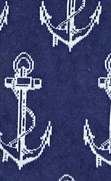 Détail des chaussettes colorées Sailor& Ancre