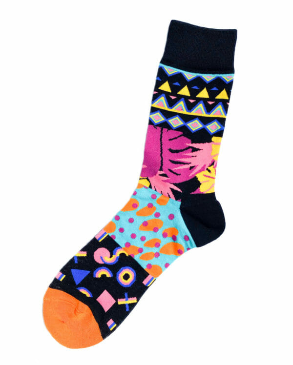 Mehrfarbige Fantasiesocken mit funky Muster