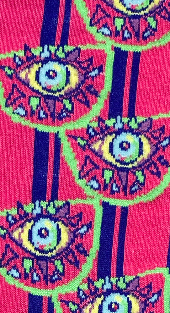 Detail der Phantasie-Socke Fuchsia-Augen