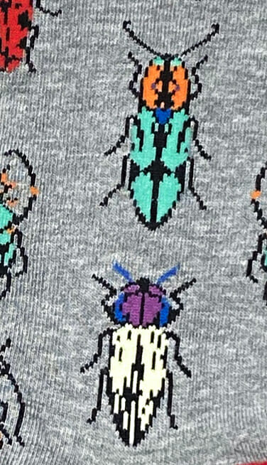 Détail des chaussettes fantaisie Bugs