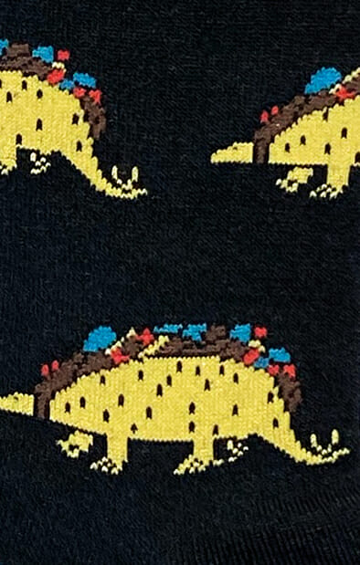 Détail des chaussettes colorées Dinosaure