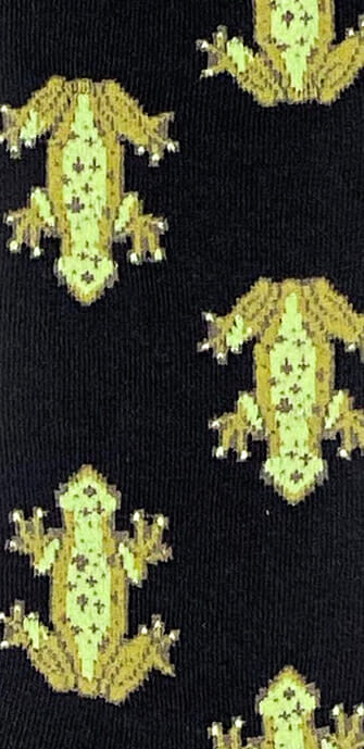 Détail des chaussettes colorées Grenouilles