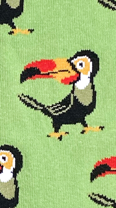 Détail des chaussettes colorées Toucan