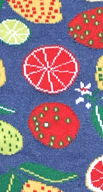 Détail des chaussettes fantaisie Salade de Fruits