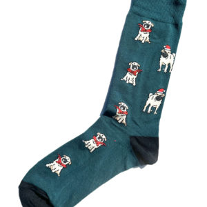Chaussettes fantaisie en coton avec motif de petit chien bouledogue de Noel