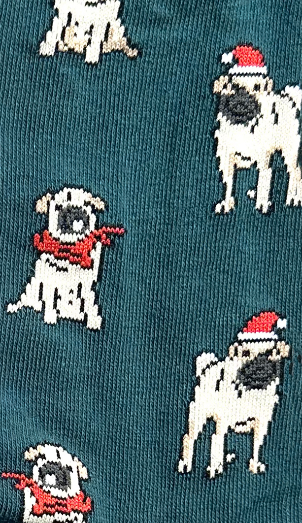 Chaussettes sympa en coton avec motif de petit chien bouledogue de Noel
