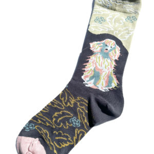 Chaussettes fantaisie en coton avec motif artistique de caniche