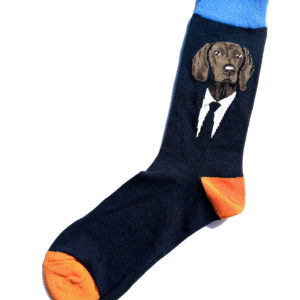 Chaussettes colorées en coton avec motif rigolo de chien dans un costard