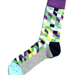 Chaussettes fantaisie en coton avec motif de géométrie dans des couleurs froides