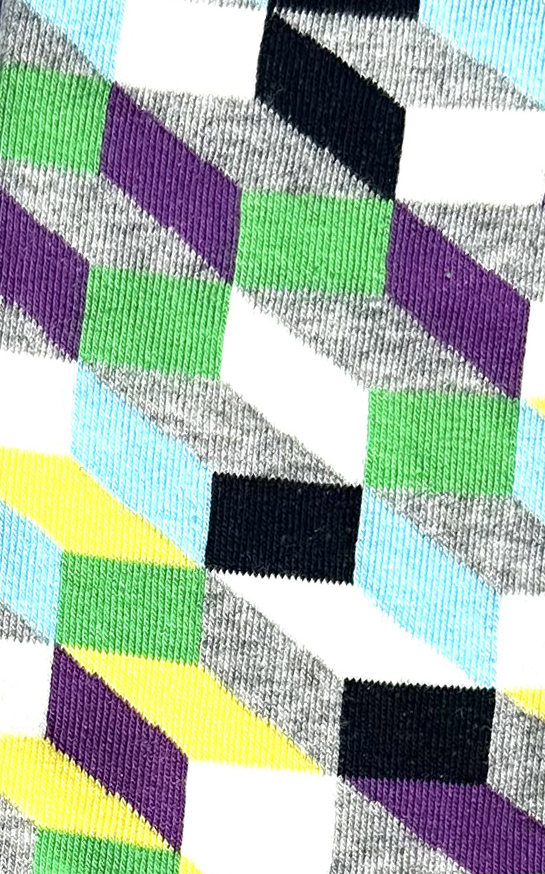 Chaussettes colorées en coton avec motif de géométrie dans des couleurs froides