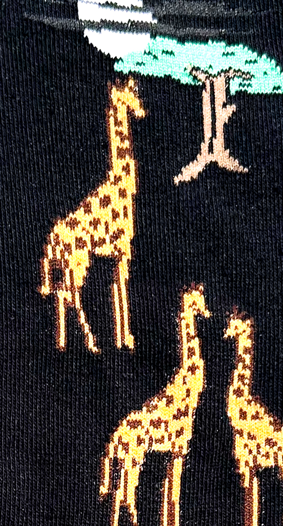 Chaussettes fantaisie en coton avec motif de girafes sous le clair de lune