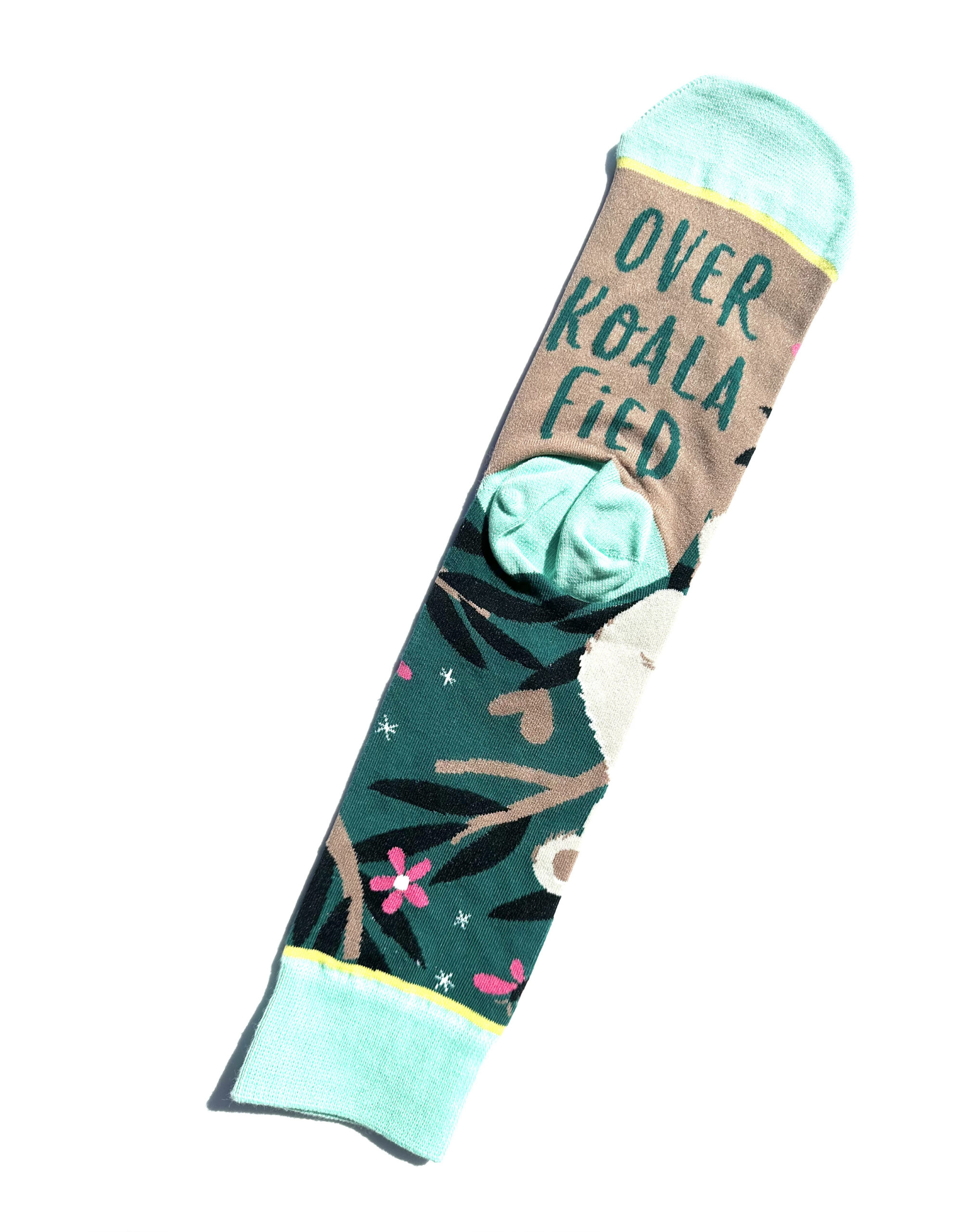 Chaussettes colorées en coton avec motif de sweet koala accroché à une branche