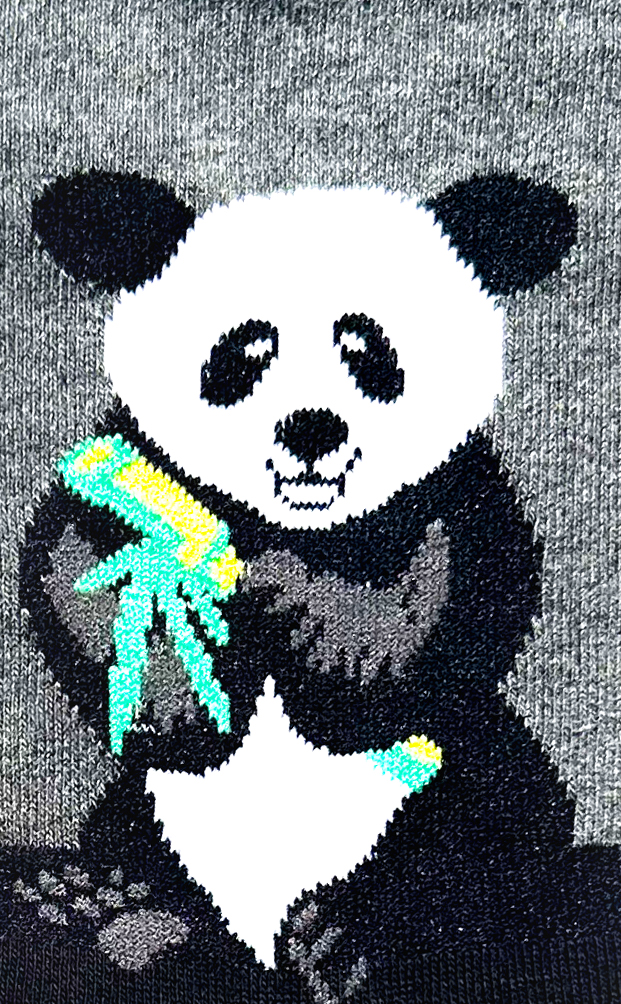 Chaussettes fantaisie en coton avec motif sympa de panda et une tige de bambou