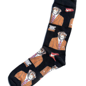 Chaussettes colorées en coton avec motif rigolo de singe intello en costard