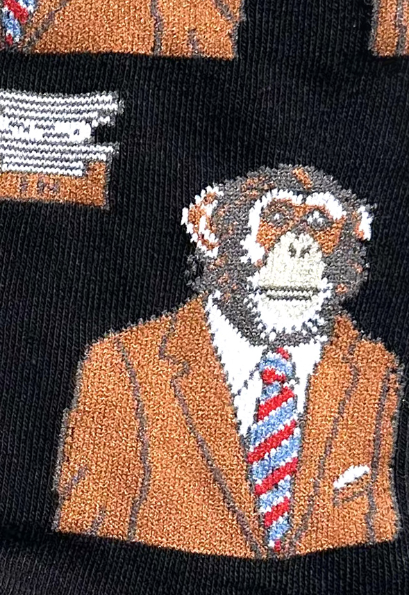 Chaussettes fantaisie en coton avec motif rigolo de singe intello en costard