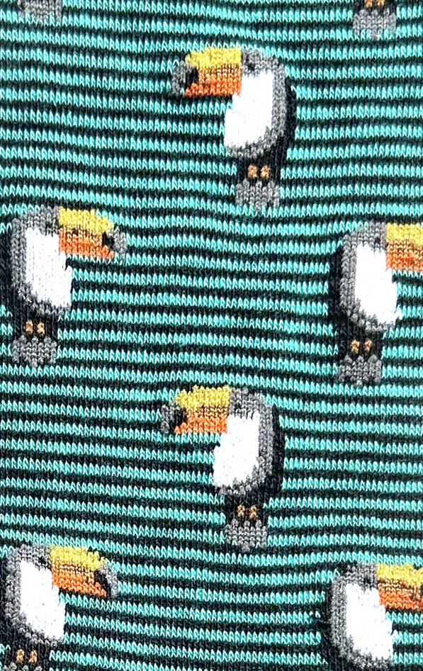 Chaussettes colorées en coton avec motif de toucan sur fond rayé