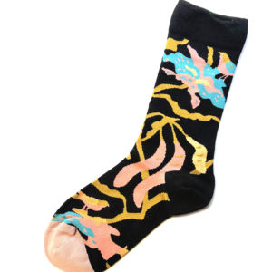 Ausgefallene Socken Electric Flower aus Baumwolle mit stilisiertem Blumenmuster