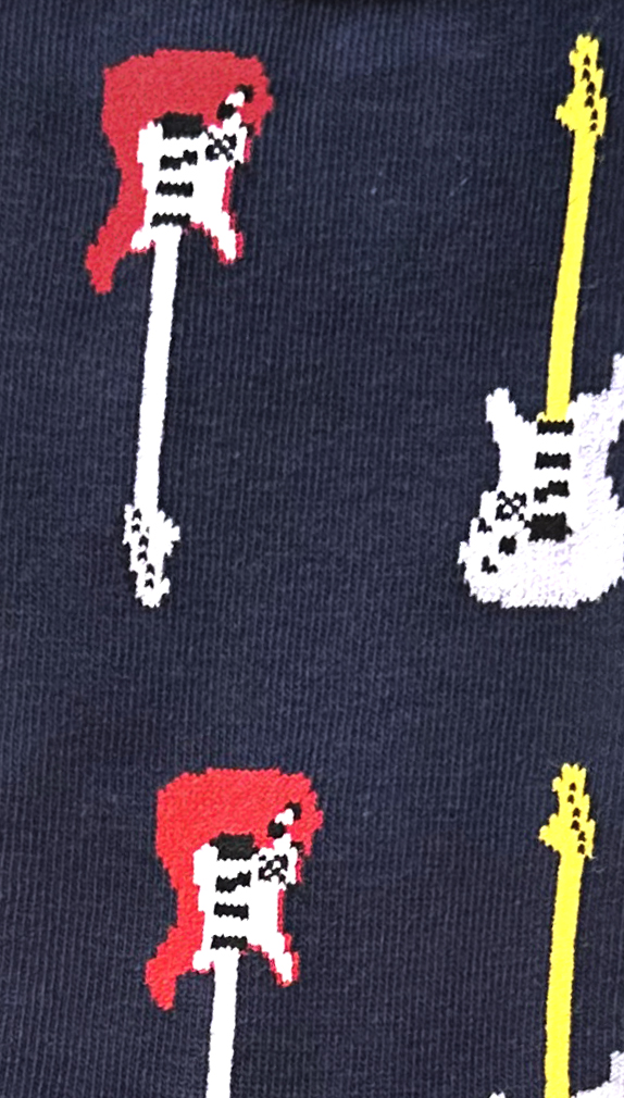 Bunte Socken Gitarre aus Baumwolle mit E-Gitarren-Motiv