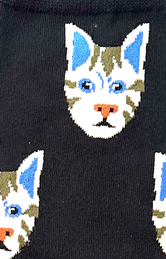 Bunte Baumwollsocken mit Katzenkopf-Motiv